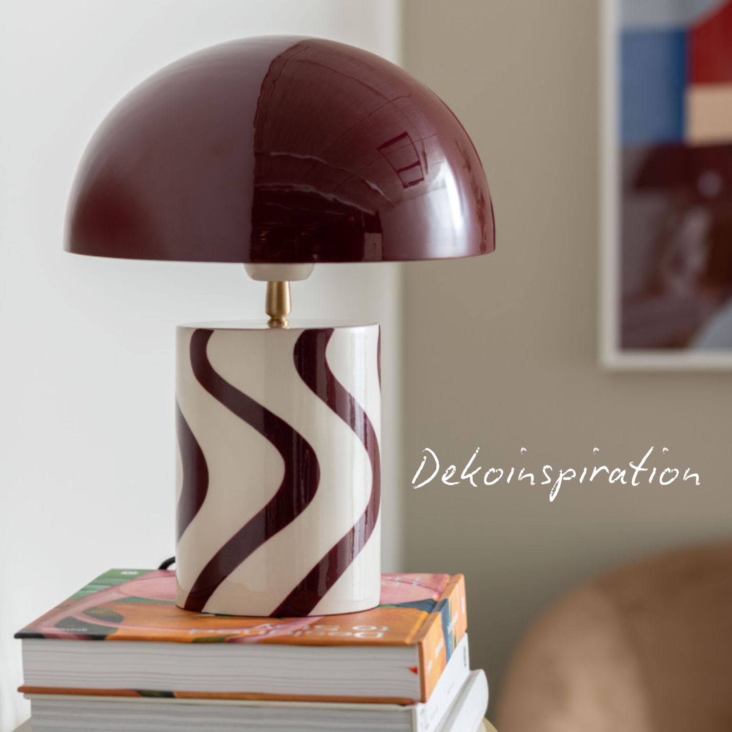 Tischleuchte Svea - Burgundy & Creme