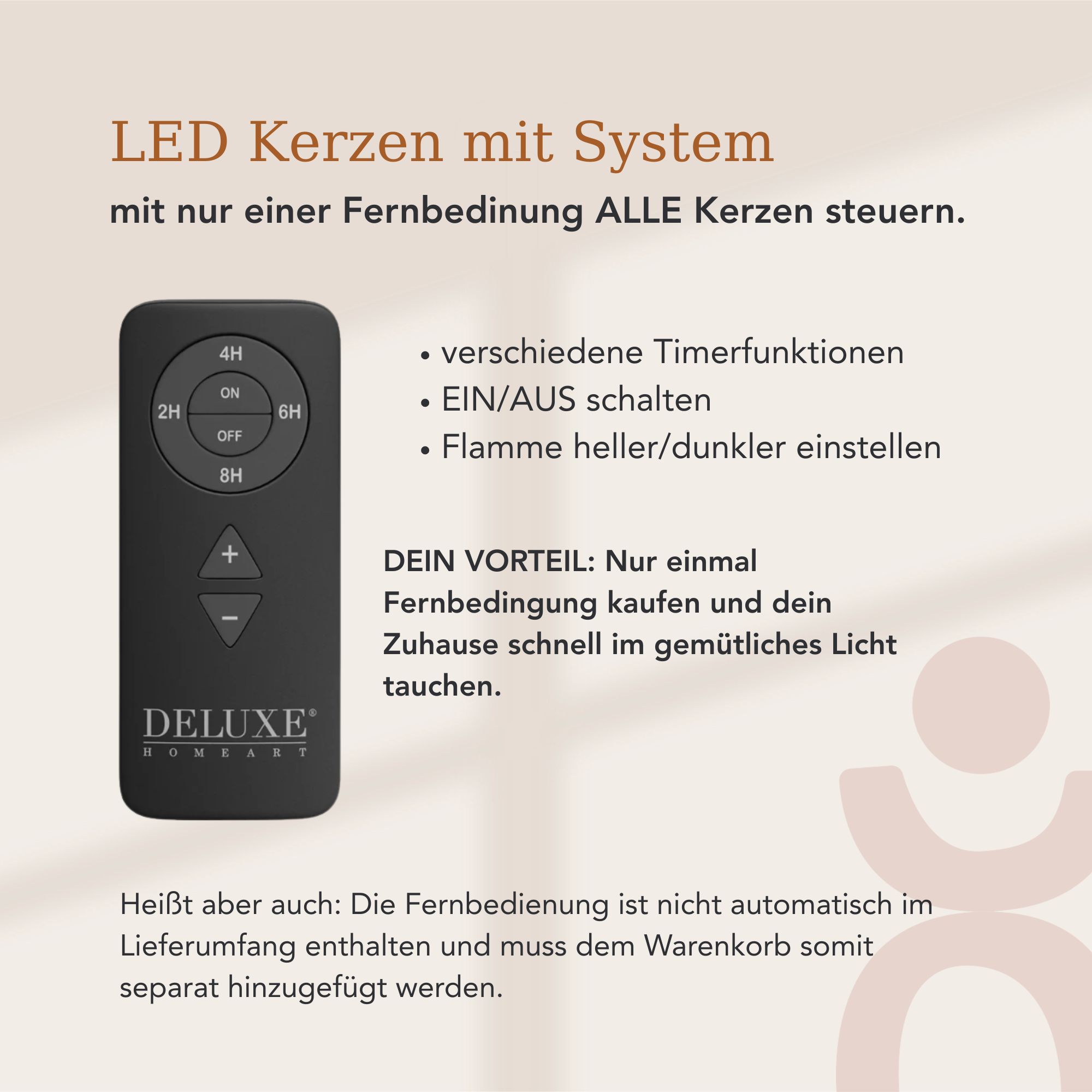 LED Stumpenkerze 7,5x20 - Karamell