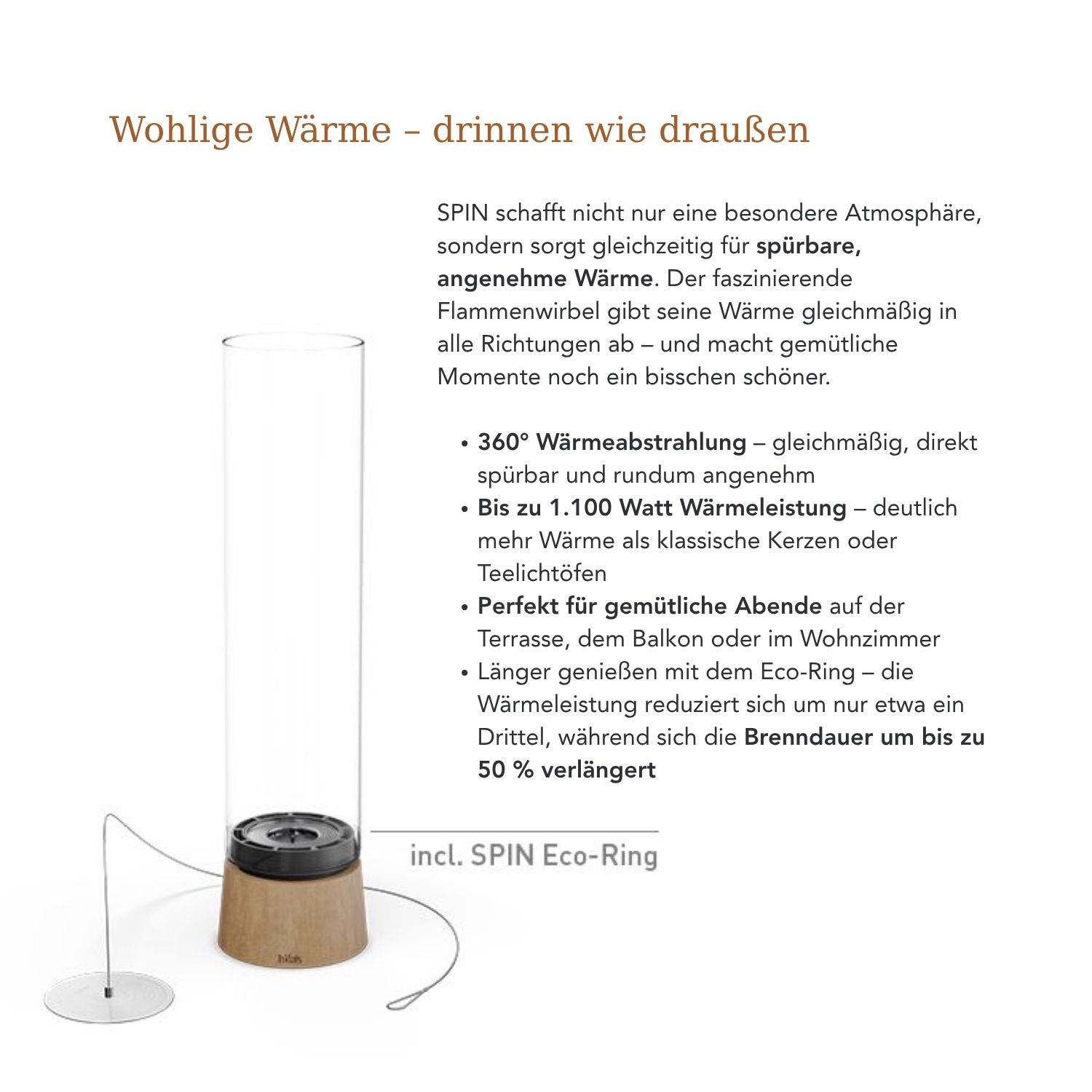 Tischfeuer SPINair 900 - Eiche