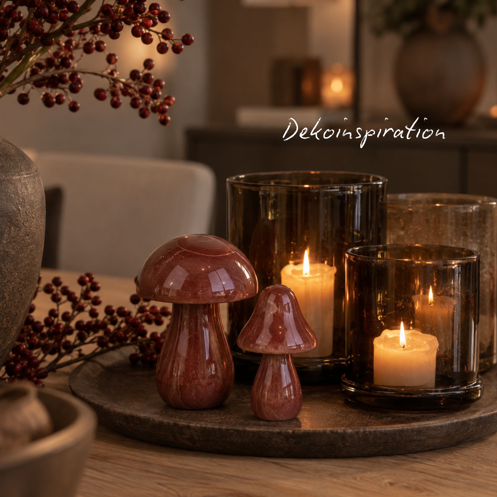 Deko-Pilz Set Lova klein - Braun