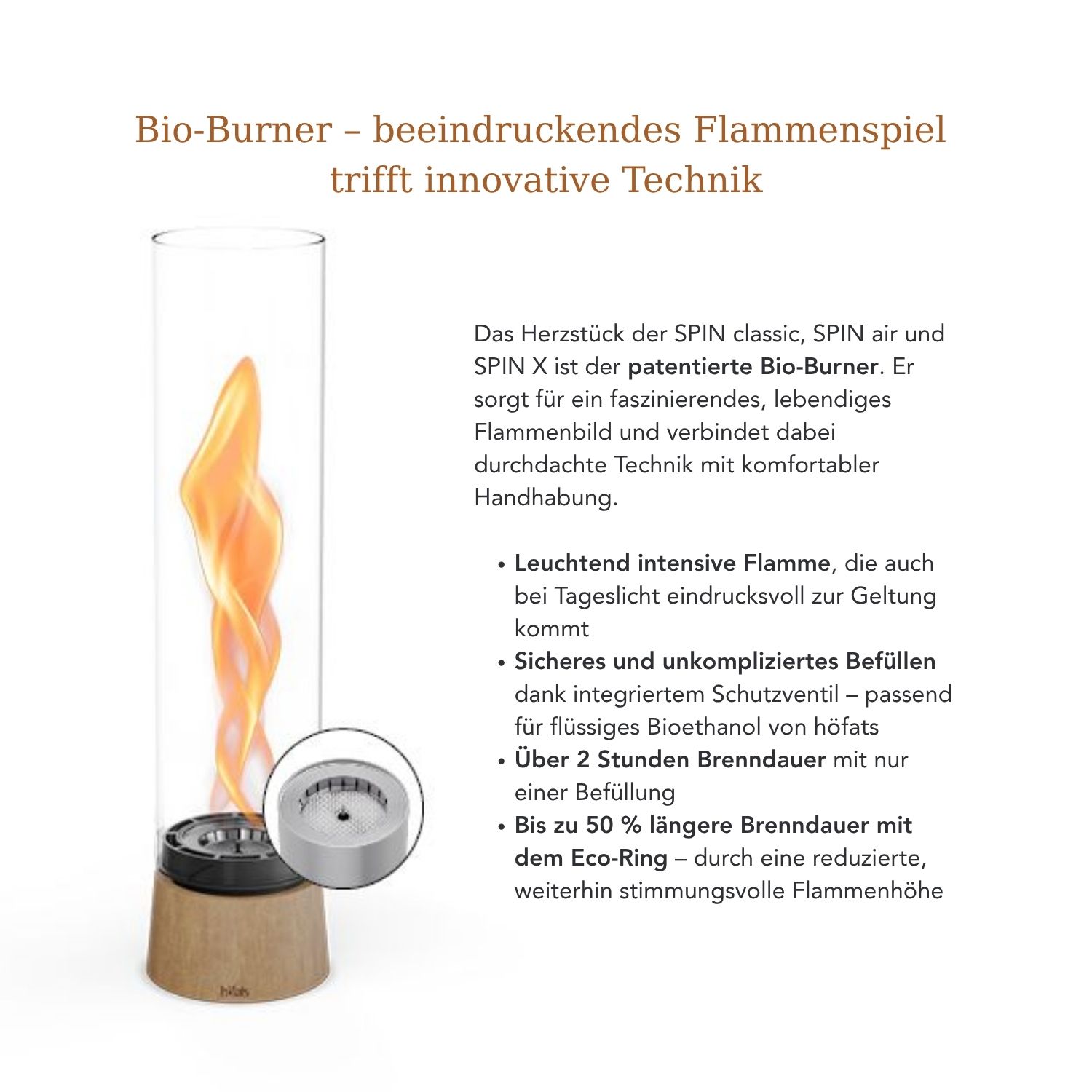 Tischfeuer SPINair 1200 - Eiche