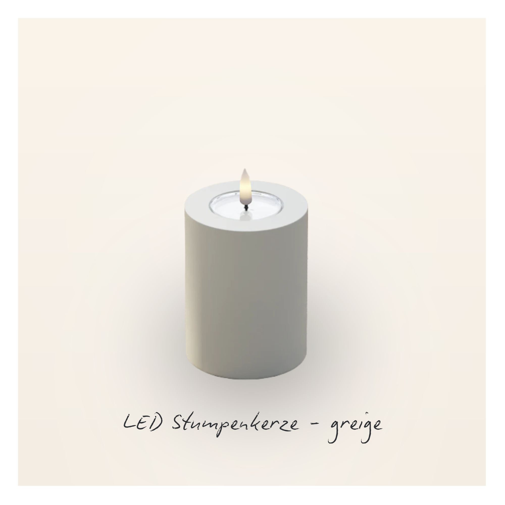 LED Stumpenkerze 7,5x10 - Greige