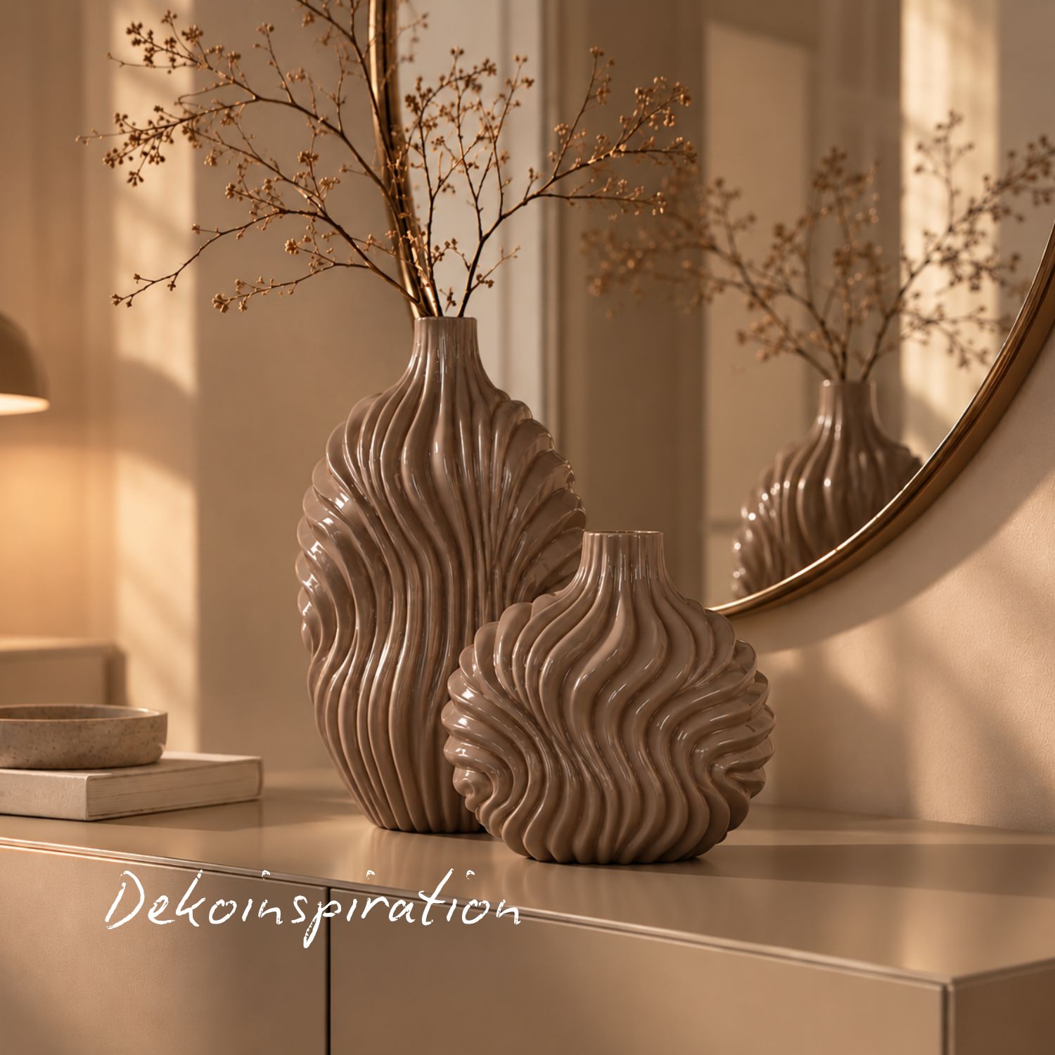 Glasvase Kelline groß - Taupe