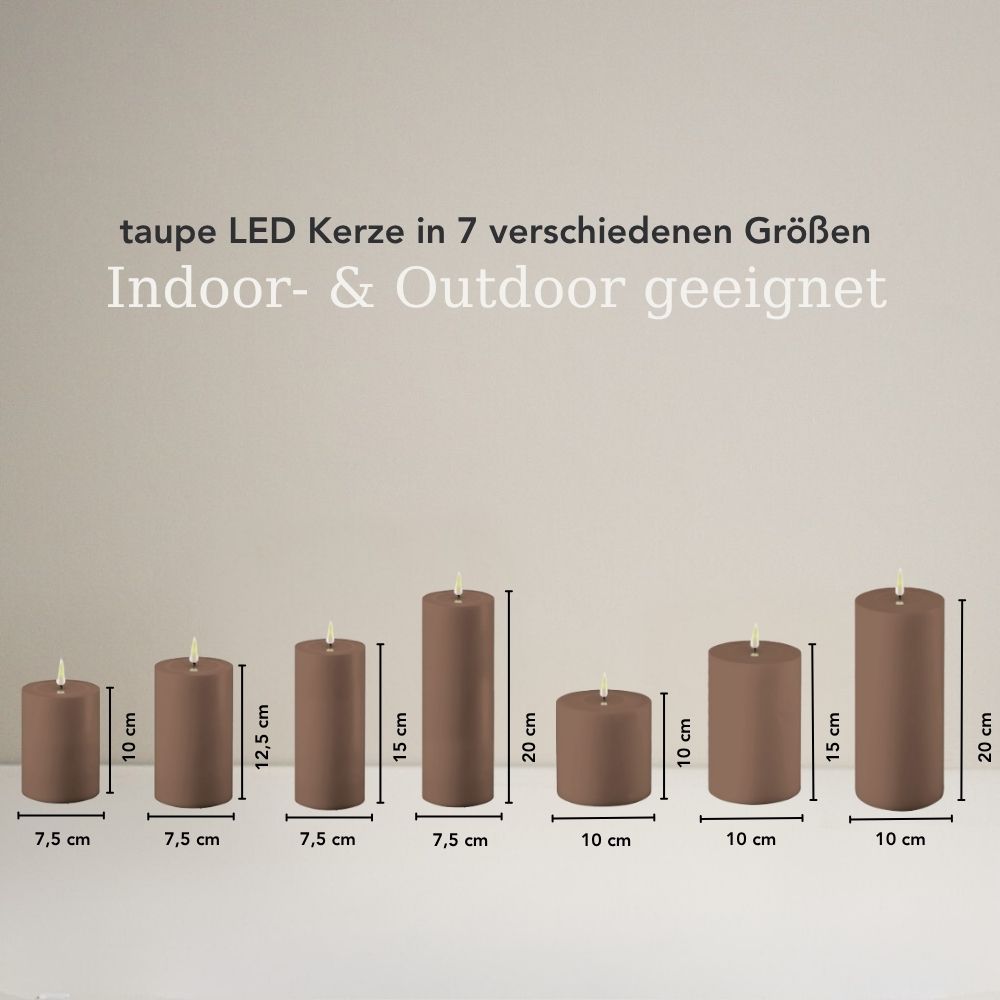 LED Stumpenkerze 7,5x10 - Taupe