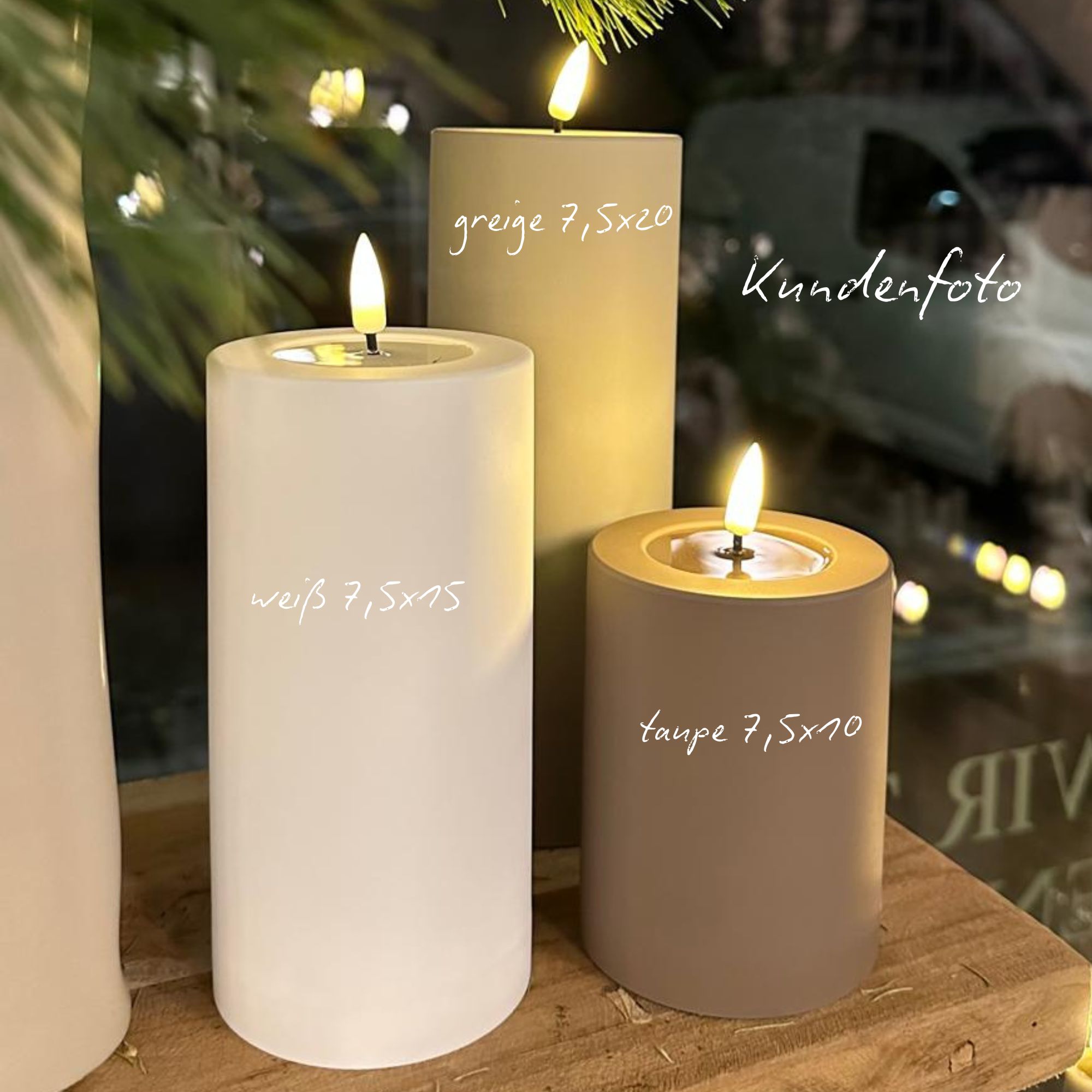 LED Stumpenkerze 7,5x20 - Taupe