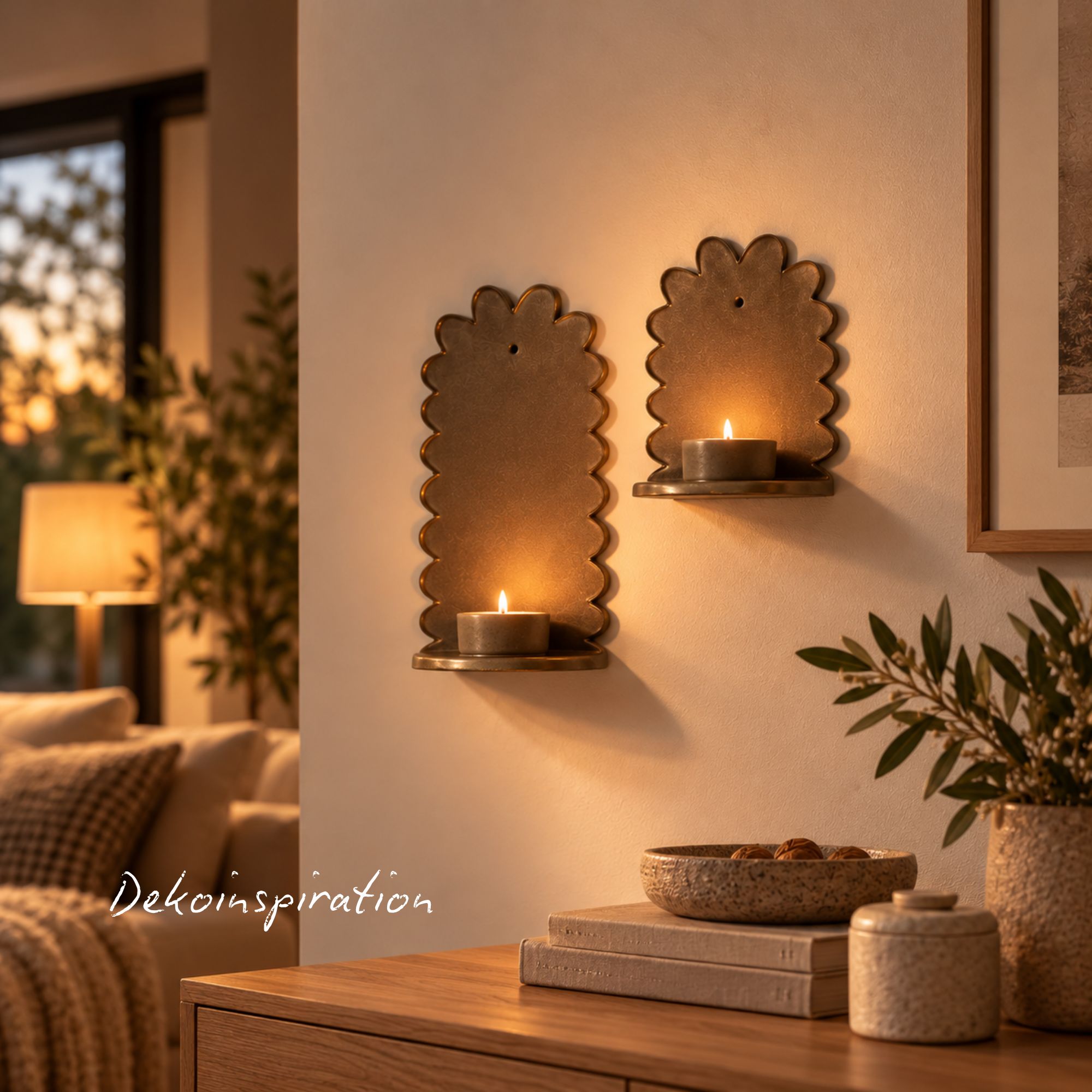 Wandkerzenhalter Flowery Wall Candle klein - Beige